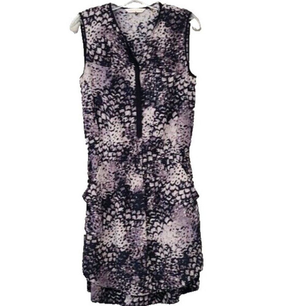 Rebecca Taylor Womens Silk Dress Size 6 Gray‎ Splatter Print Sleeveless Casual